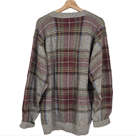 Tommy Hilfiger Wool Blend Plaid Grandpa Sweater - Picture 2 of 7